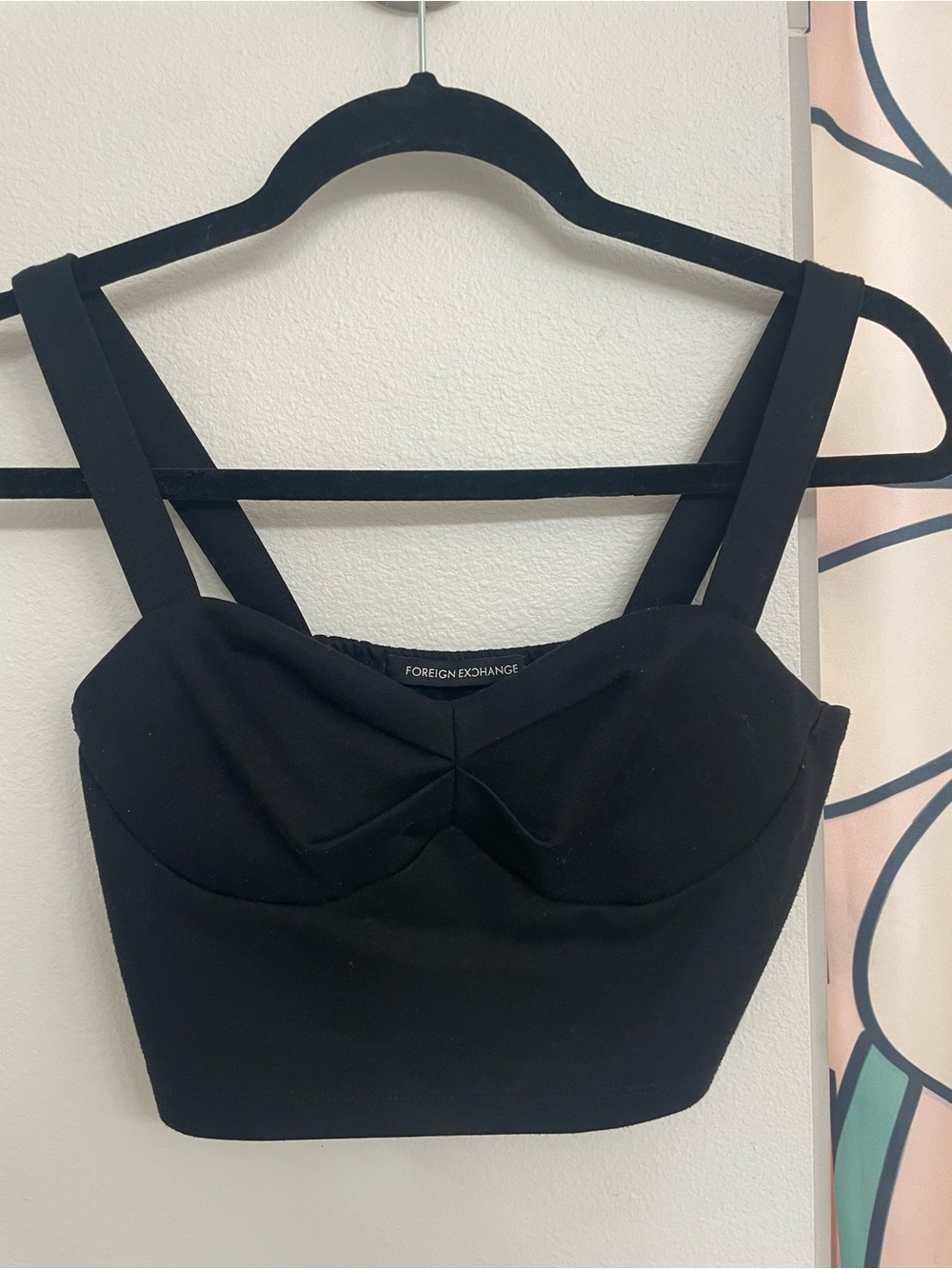 Foreign Exchange Black Crop Bustier Top